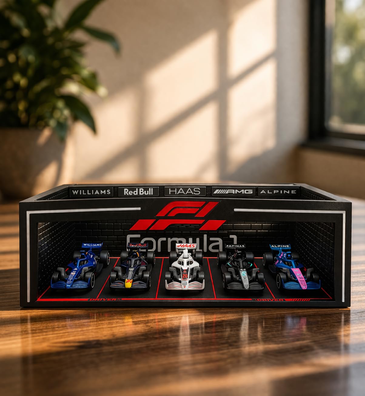 Formula Racing Car Diorama Display Case for 1:64 Scale Cars | Pit Lane Style Collector Display for Diecast Cars | (No Cars Only Display Case) (Without Led Light)-image-41