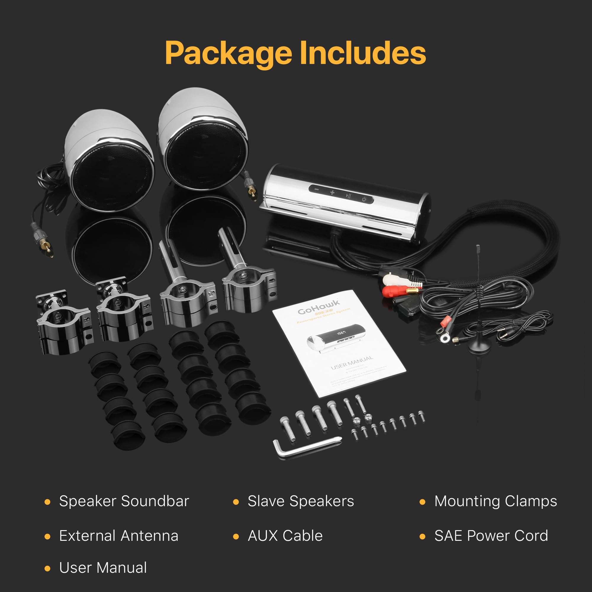 Bluetooth Speakers For Motorcycle GoHawk RD8-X45 All-in-One Built