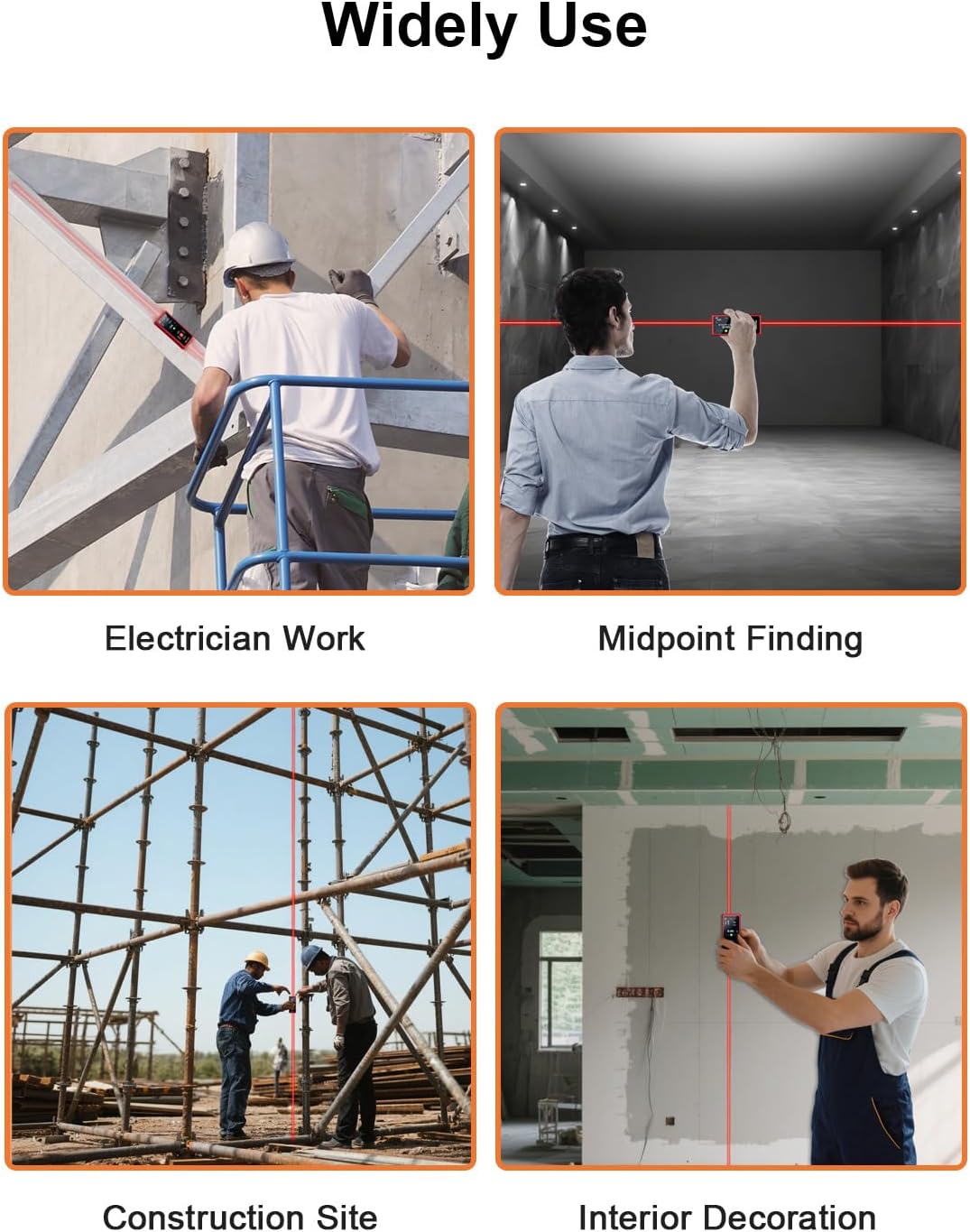 Dual Laser Measuring Tool, Rechargeable Laser Measure Tool with Long-Lasting Battery, 400Ft Laser Distance Meters with ±1/16" Accuracy, Laser Measurement Tool with Bubble Level for DIY Home Outdoor