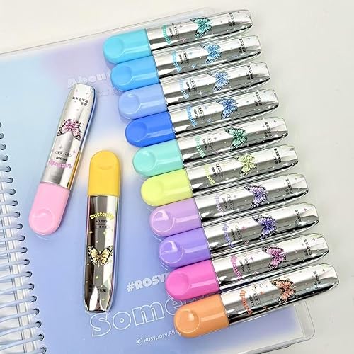 COLNK Marcadores de punta de cincel, colores surtidos, paquete de 12 bonitos para estudiantes de escuela