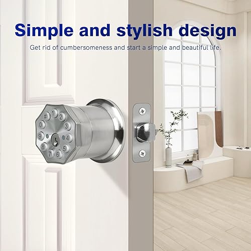 Miniatura 2 de Pomo de puerta con teclado y llave, cerradura de puerta de entrada sin llave, desbloqueo digital inteligente por contraseña, llavesretroceso USB,