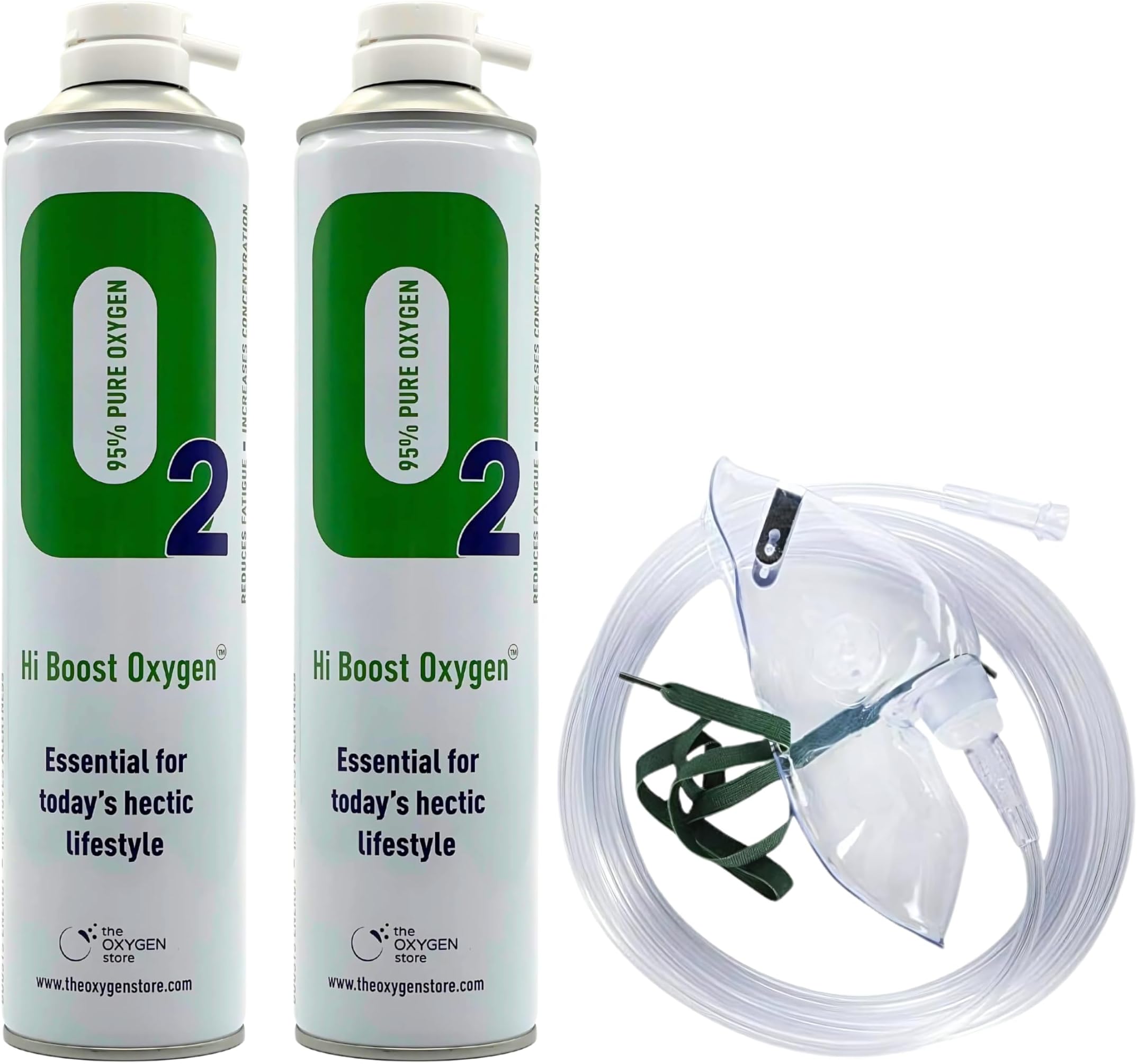 Hi Boost Oxygen 2 X 10L Pure Oxygen Can (20 litres) with Tubing and Mask | Boost Oxygen Levels | Reduce Fatigue and Boost Energy | Essential for Today's Hectic Lifestyle