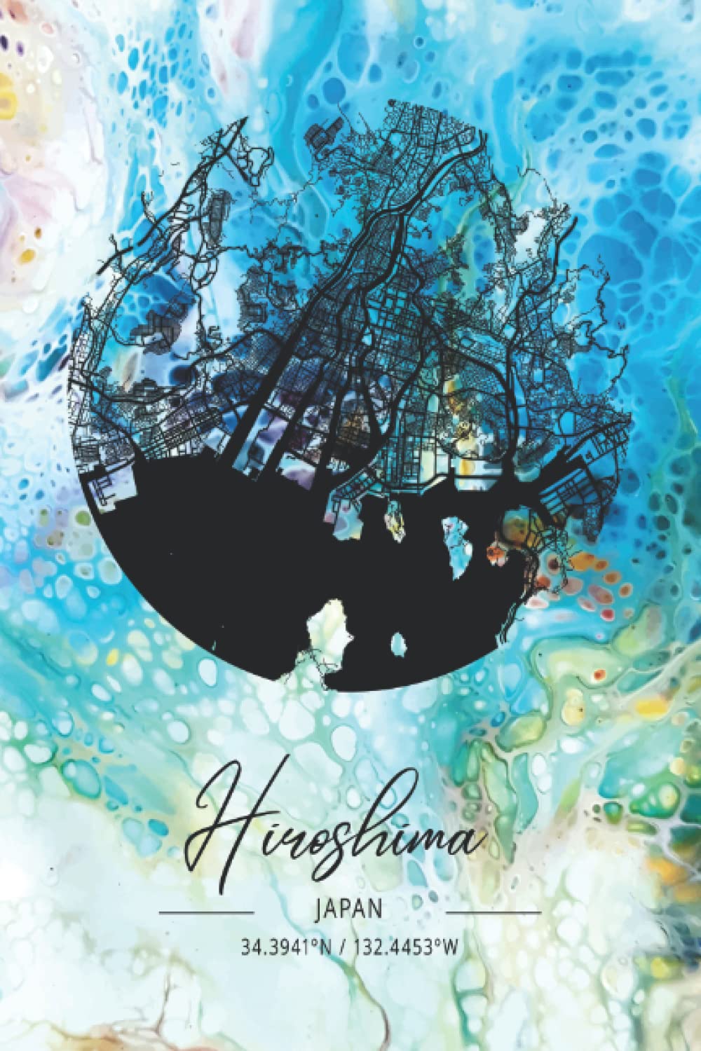 HIROSHIMA City Map Notebook: Journal with Lined Blank Pages (6x9 inches / 120 pages) | Mate Cover