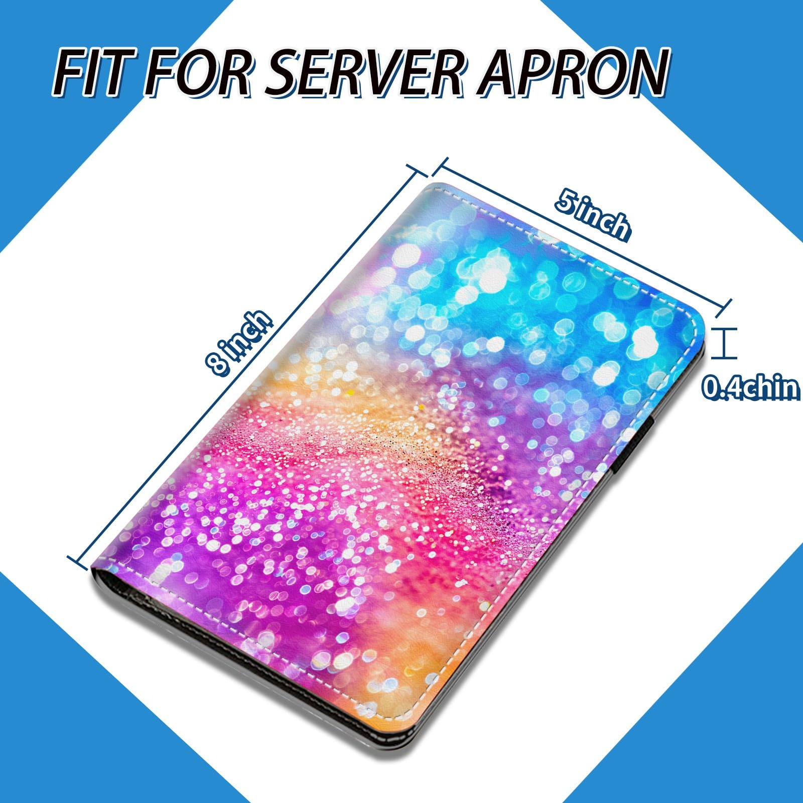 NLZQTTBD Server Book, Server Books for Waitress Compact Cute Waiter Receipt Book PU Leather Waitress Book with Zipper Pocket Cash Check Restaurant Bartender Server Apron Sparkling