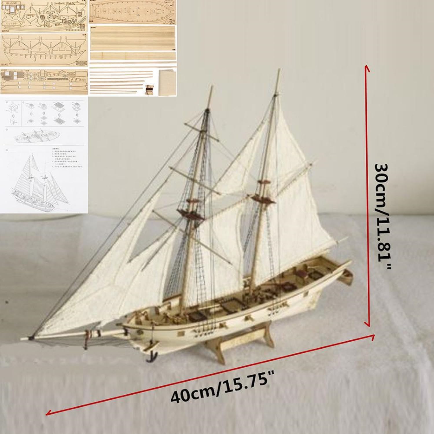 Kit Modello Di Barca, Kit di Costruzione di Barca a Vela In Tiglio In Scala 1/100 40 X 15 cm Modello di Costruzione di Nave a Vela, Kit Fai da Te per Costruire Nave per Artigianato Hobby Collezioni