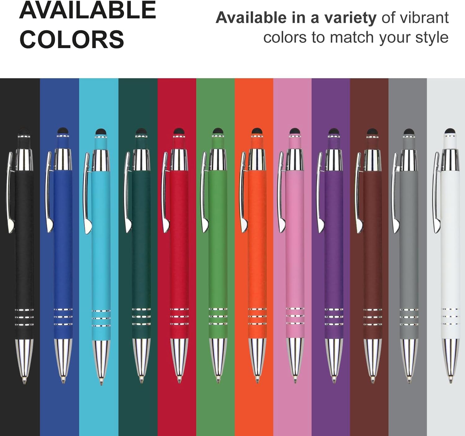 Custom Metal Stylus Pens - Custom Printed for Name/Business/Event Details | Dual-Function Ballpoint & Stylus Tip | - Durable & Lightweigh (Blue, 300 Count, Pack of 1)