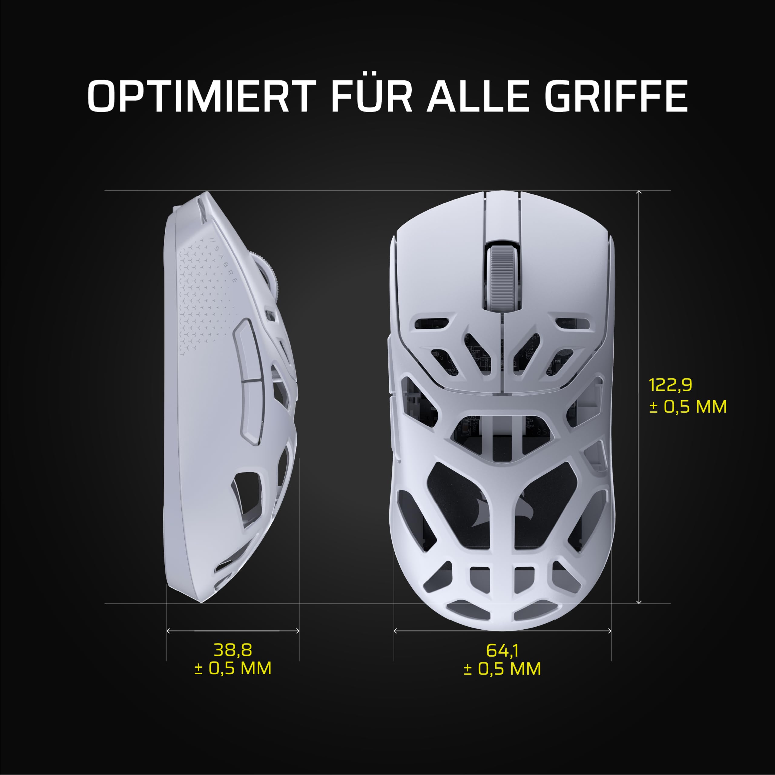 Corsair Sabre v2 PRO Kabellose FPS-Gaming-Maus Weiß 33,000 DPI MARKSMAN S-Sensor 8,000Hz Hyper-Polling Magnesium Leichtgewicht 120 Stunden Akkulaufzeit