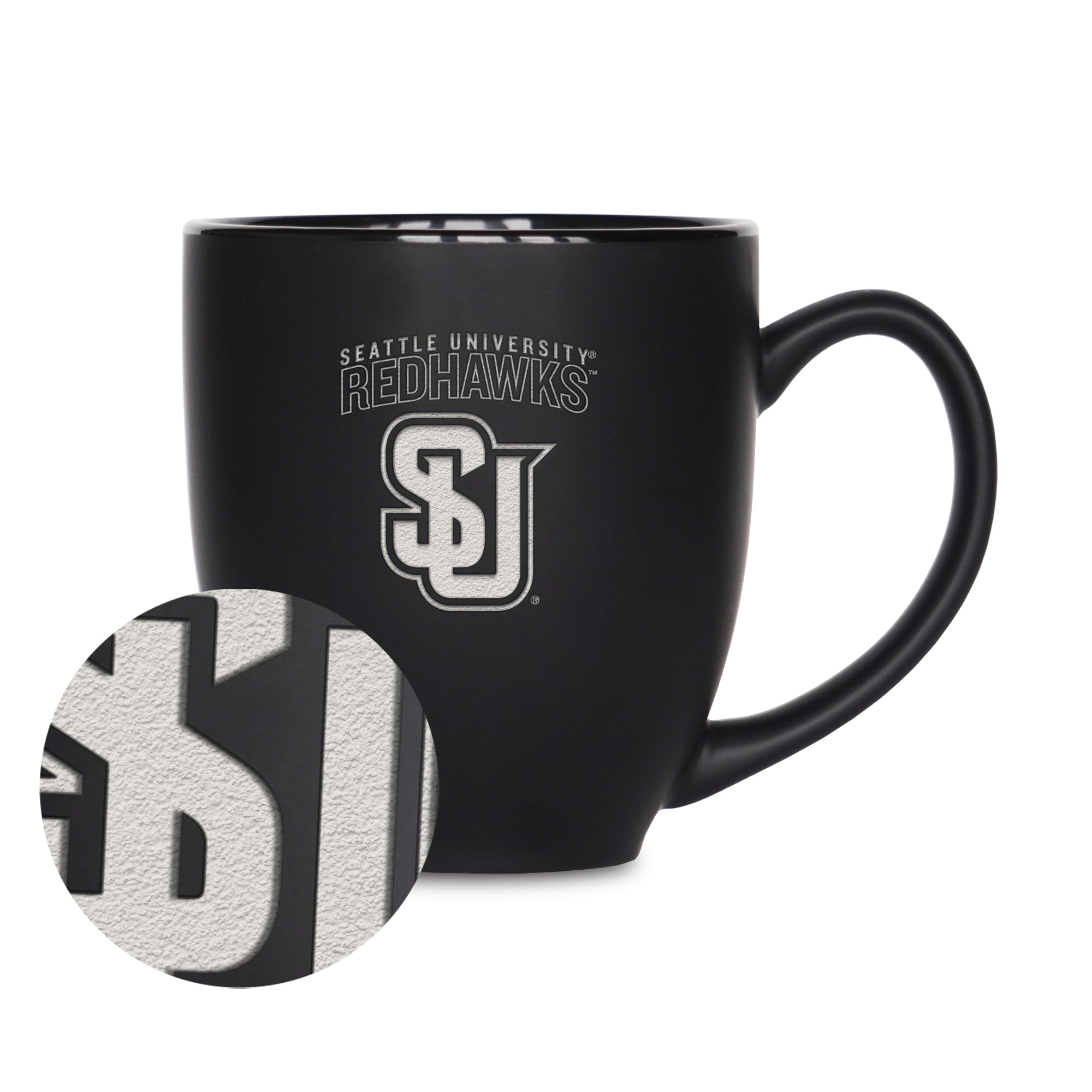 Tasse Seattle Redhawks gravée au laser en céramique noire mate haut de gamme