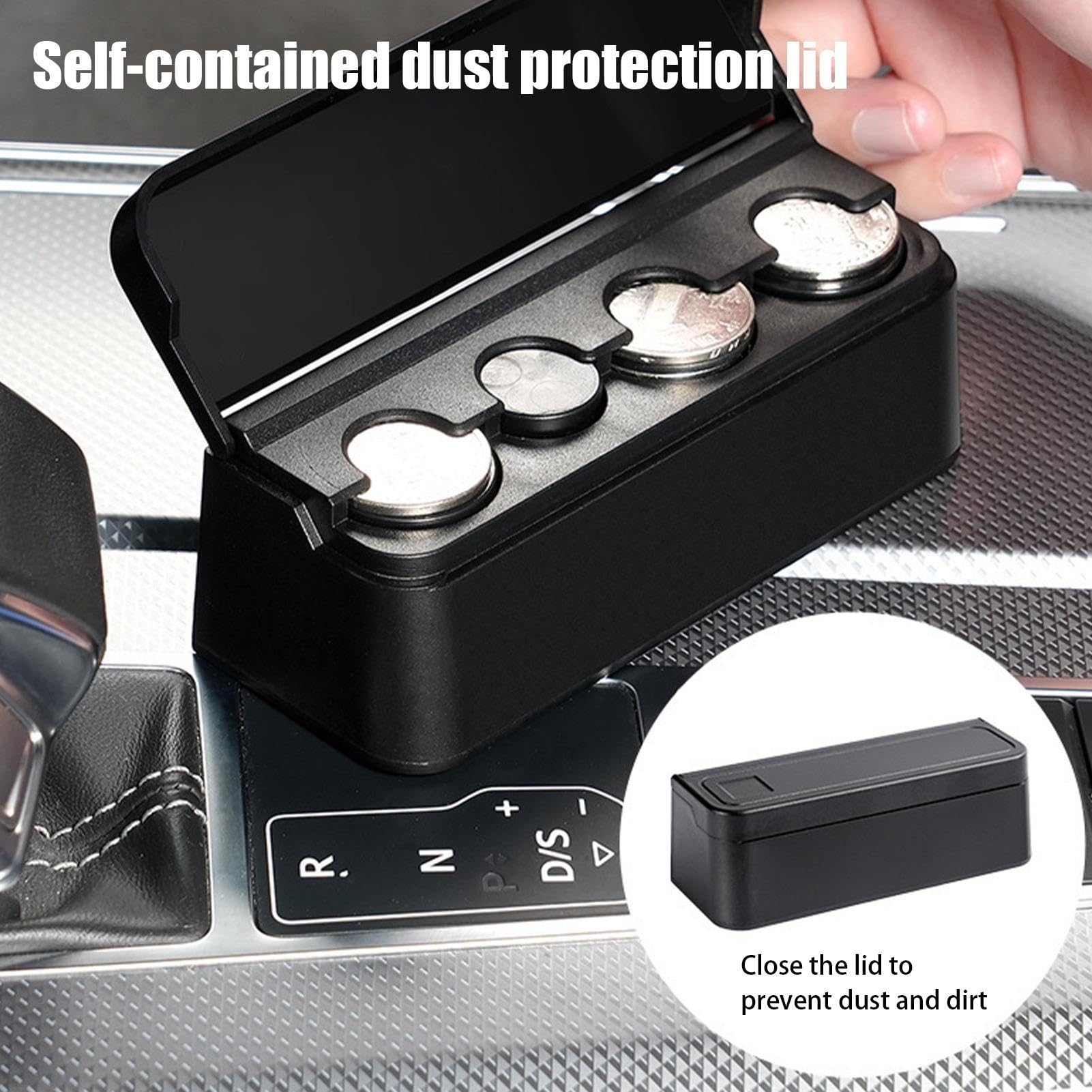 Amazon | コイン収納ボックス、車用コイン収納ボックス |  コレクター向けの蓋付き粘着式底コインケース,ダッシュボードデスクトップ窓辺用の省スペース多機能コイン回収ボックス 通販