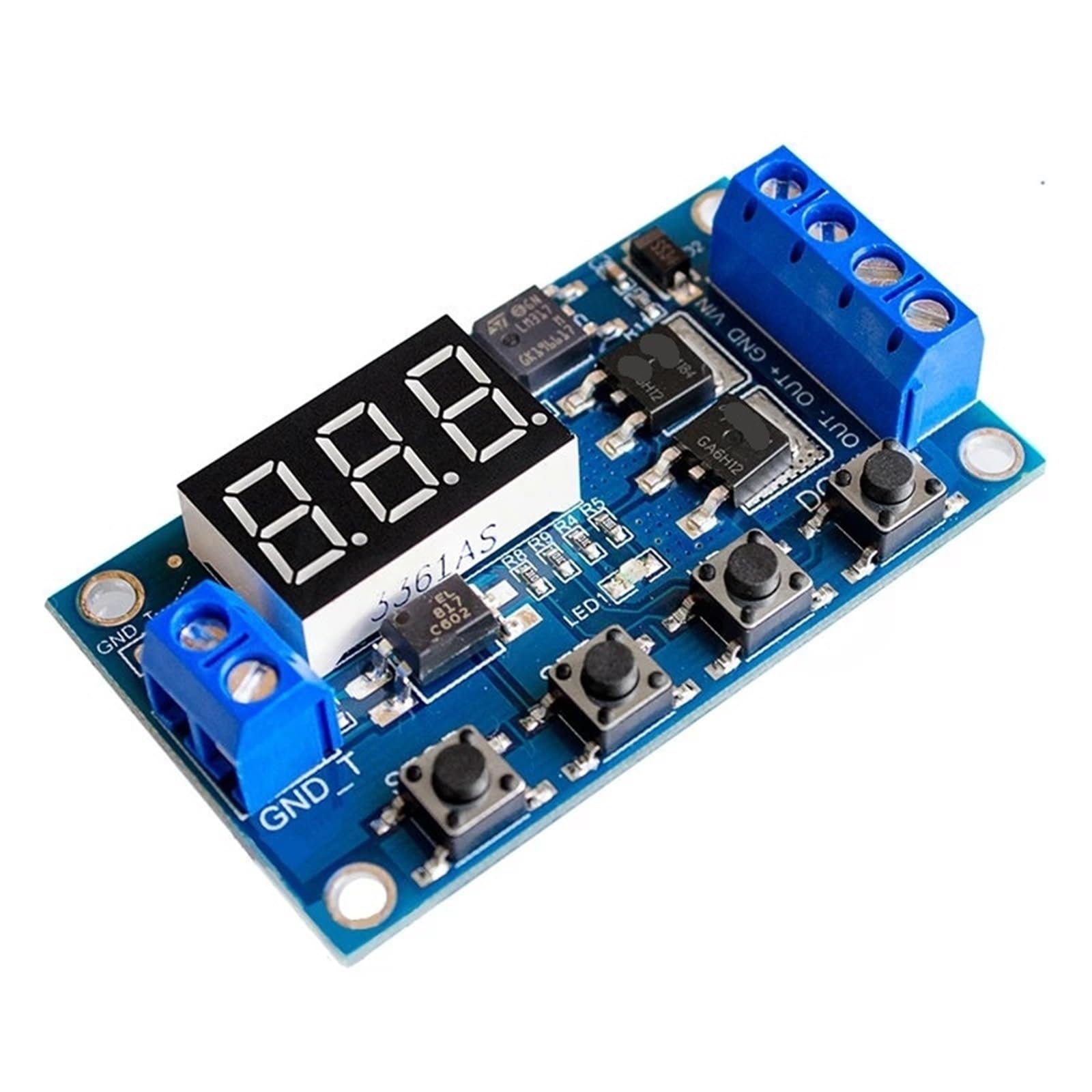 Relé de retardo digital DC5-36V temporizador LED programable con salida MOS para placas electrónicas 3