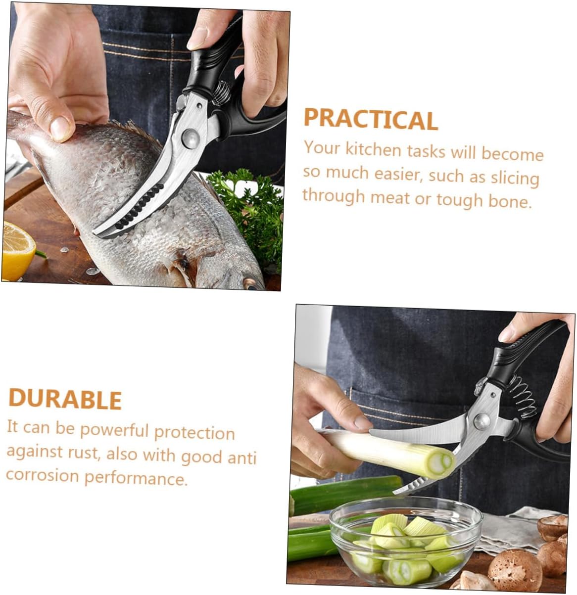 Zerodeko Heavy Duty for Chicken Kitchen Shears Ambidextrous Grip Poultry Bone for Easy Cutting