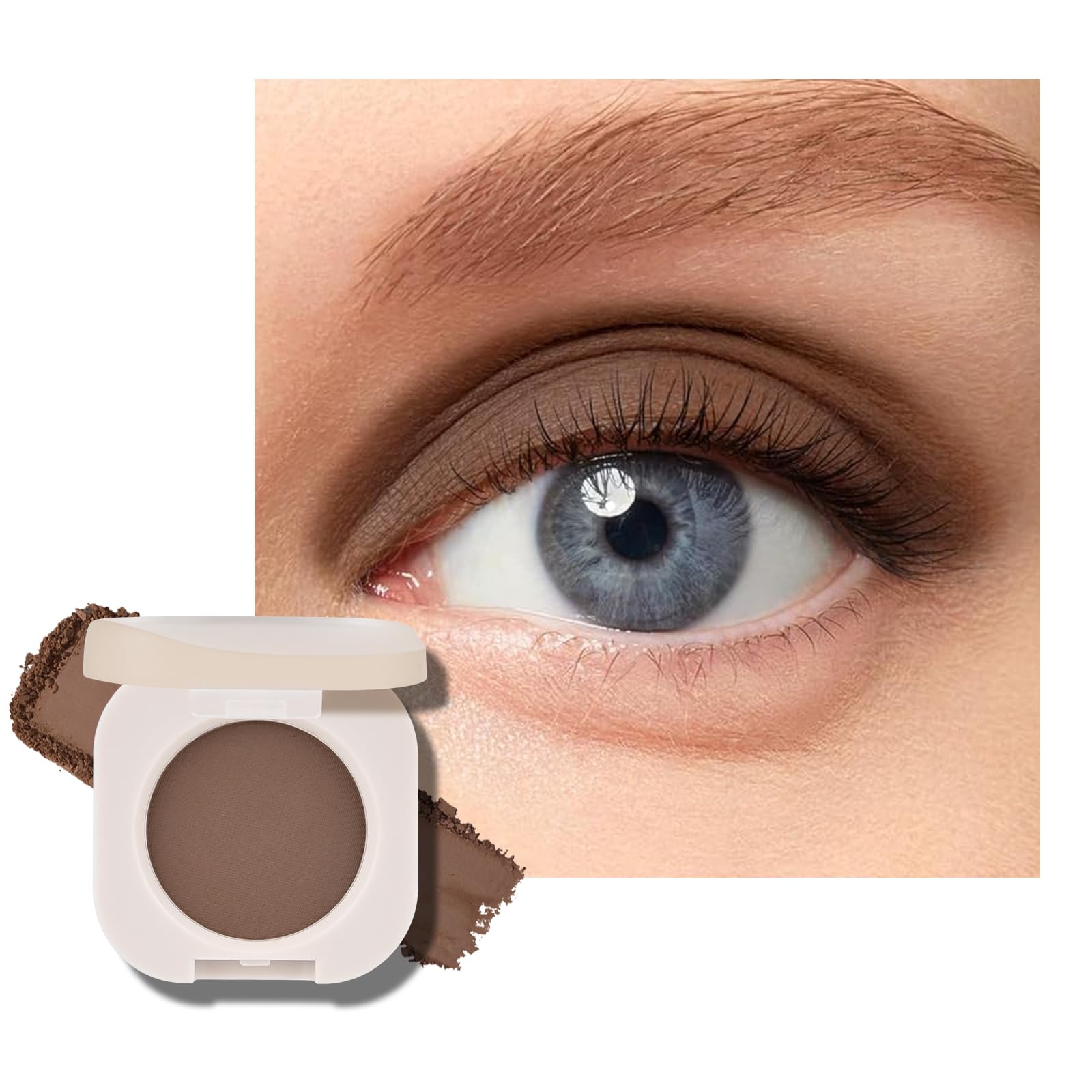 KYDA Coffee Brown Matte Single Eyeshadow, Matte Dark Brown Eyeshadow for Eyes and Brow, Ultra-fine Lightweight, Crease-proof High Pigmented Formula,
