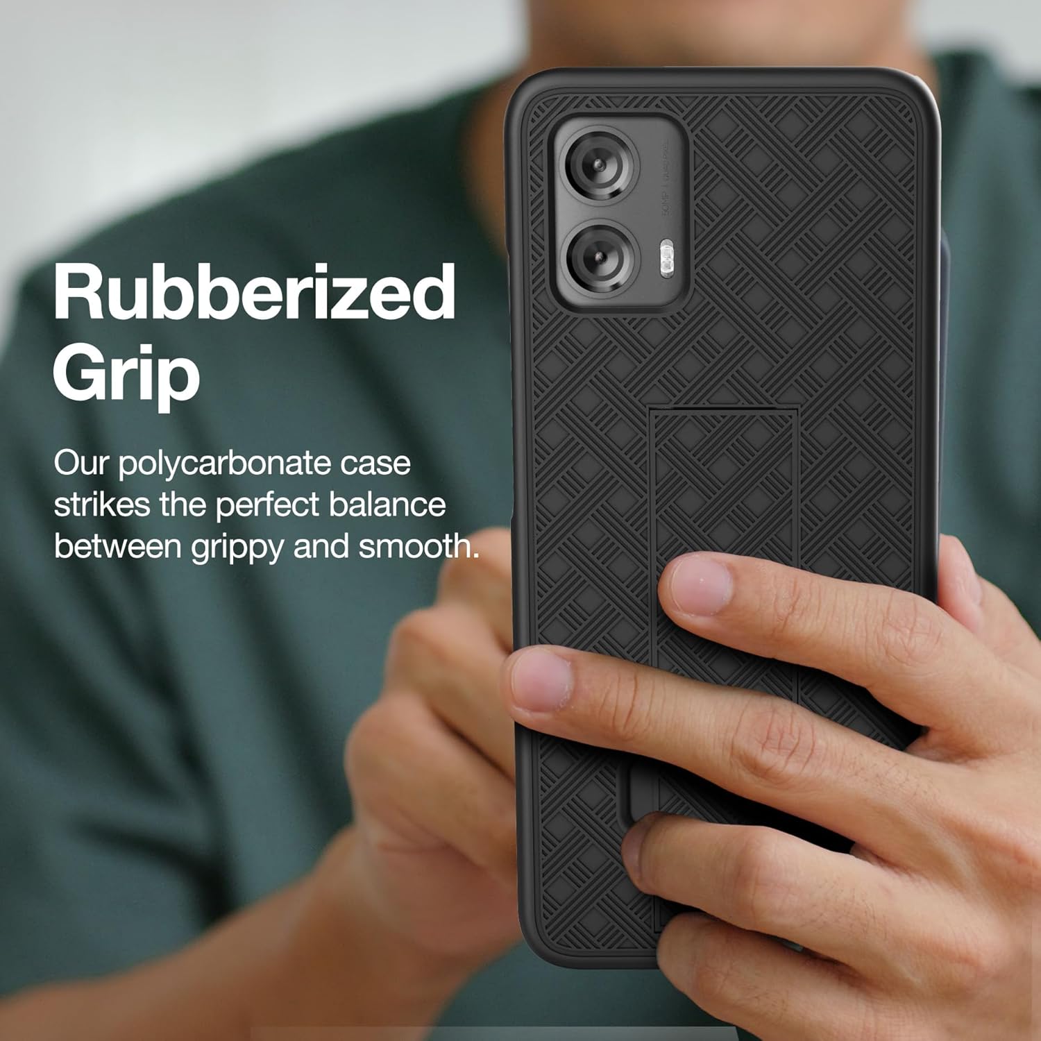 Encased DuraClip for Moto G 2024 Case with Belt Clip Holster and Kickstand (Black) - Image 5