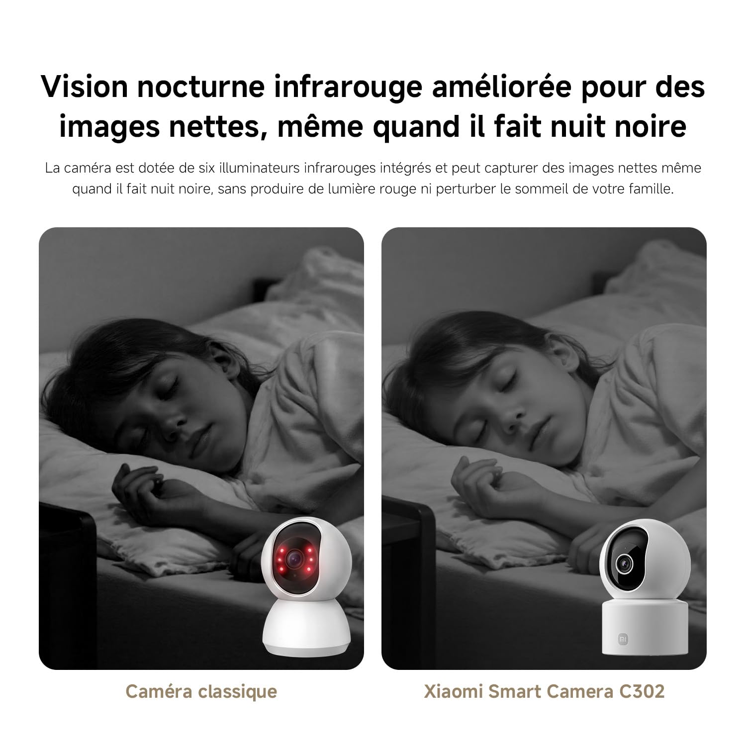 XIAOMI C302 Caméra Intérieure, 2K 3MP à 360°, Caméra de Surveillance, WiFi 6, Clôture Virtuelle, Détection et Suivi Personnes & Animaux, Vision Nocturne Couleur Starlight, Audio Bidirectionnel, Alexa