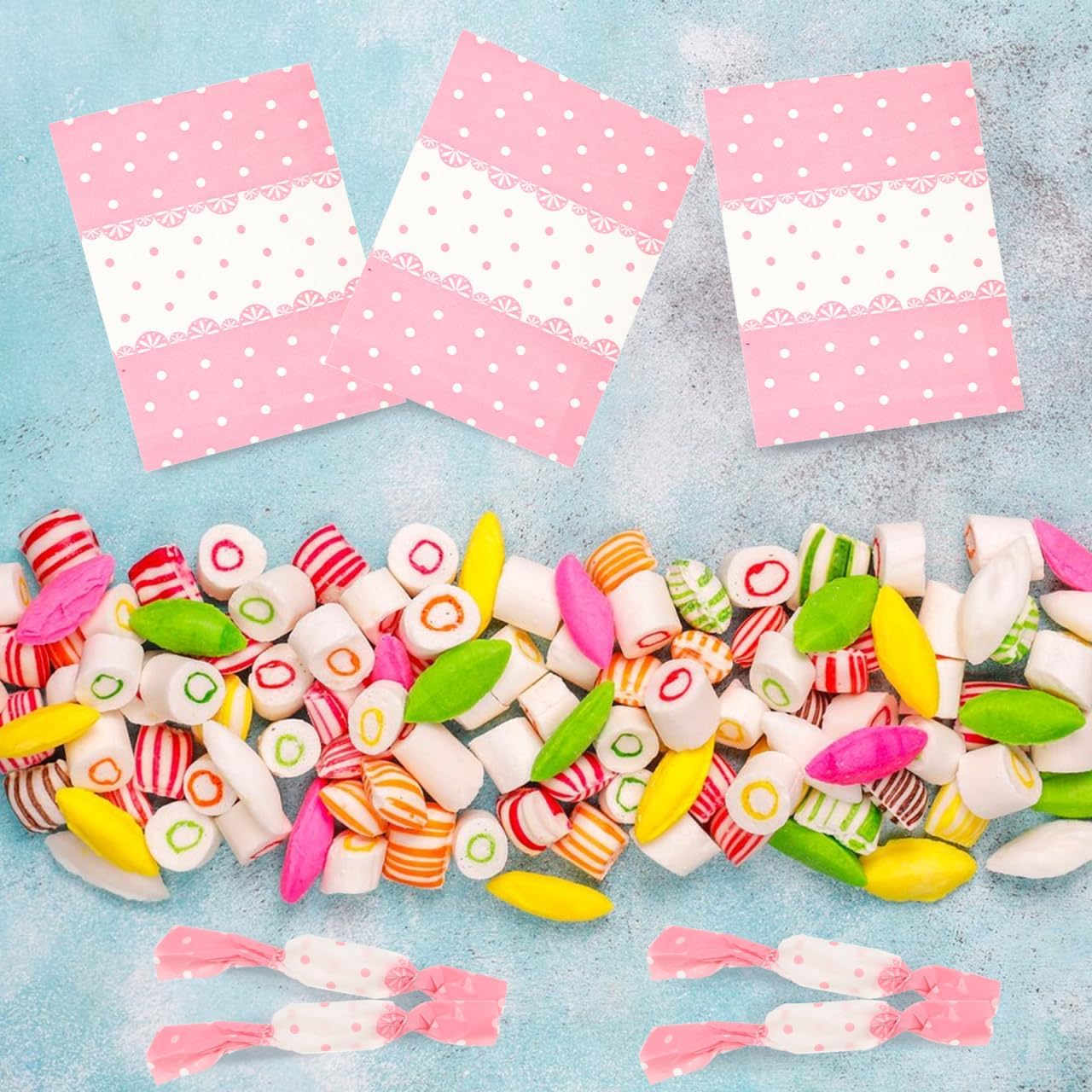 PACKOVE Dot Pattern Candy Paper Wraps Decorative Food Packing Sheets for Nougat Caramel Chocolate and Sweet Treat Packaging Wrappers for Parties Gifts and Festive Candy Making