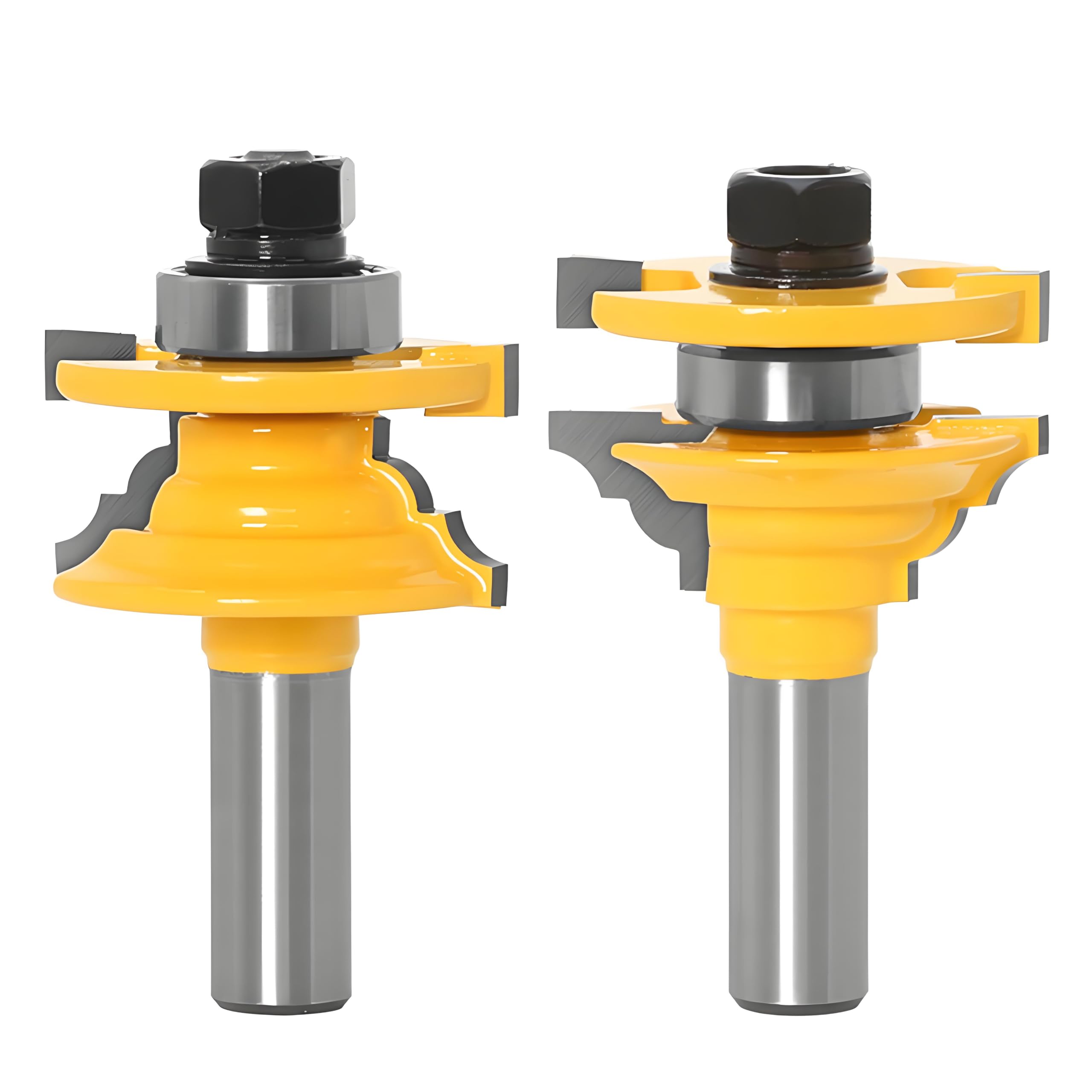 2PCS Rail & Stile Tenon Router Bits Set,1/2" Shank Milling Cutters Woodwork Door Round Corner for Wood Woodworking Making Door & Windows Frame