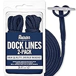 RainierSupplyCo Dock Lines 2-Pack - Boat Rope for Docking with Loop - 25 ft x 1/2 Inch Premium Double Braided Nylon Marine Rope - Mooring Line with 12 Eyelet - Boat Accessories - Navy Blue