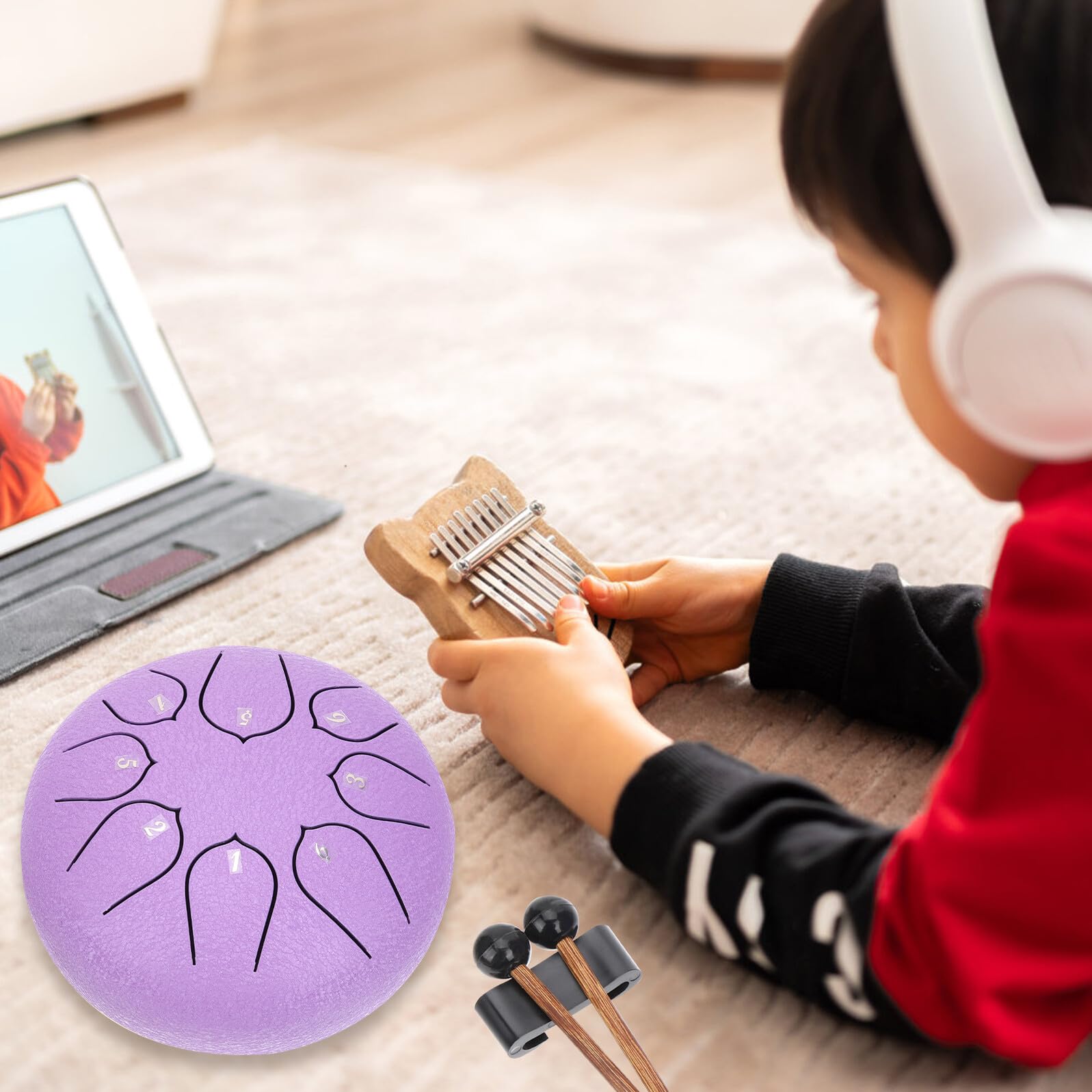 Instrumento de Percusión de Lengüeta de Acero Púrpura 8 Tonos, Material de Acero al Carbono y Madera, Adecuado para Principiantes en Educación Musical y Entretenimiento
