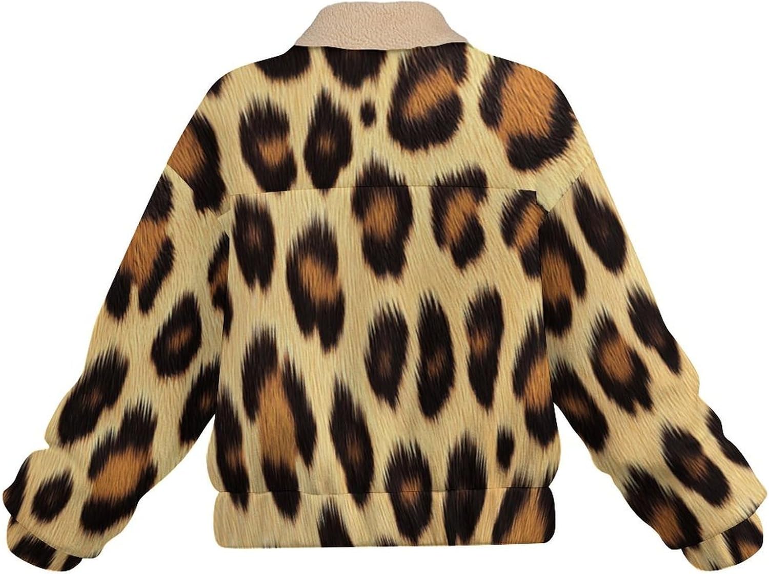 Women's Full Zip Soft Polar Fleece Jacket, Leopard Print Printed Outdoor Coat, Long Sleeve Comfortable Outerwear