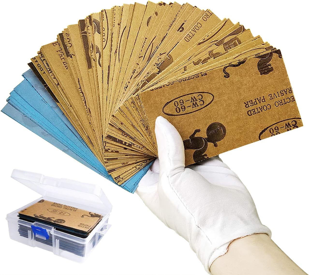 108 Pcs 60-3000 Grit Wet Dry Sandpaper Assortment 7.5 x 14 cm with Free Case for Automotive Wood Furniture Finishing