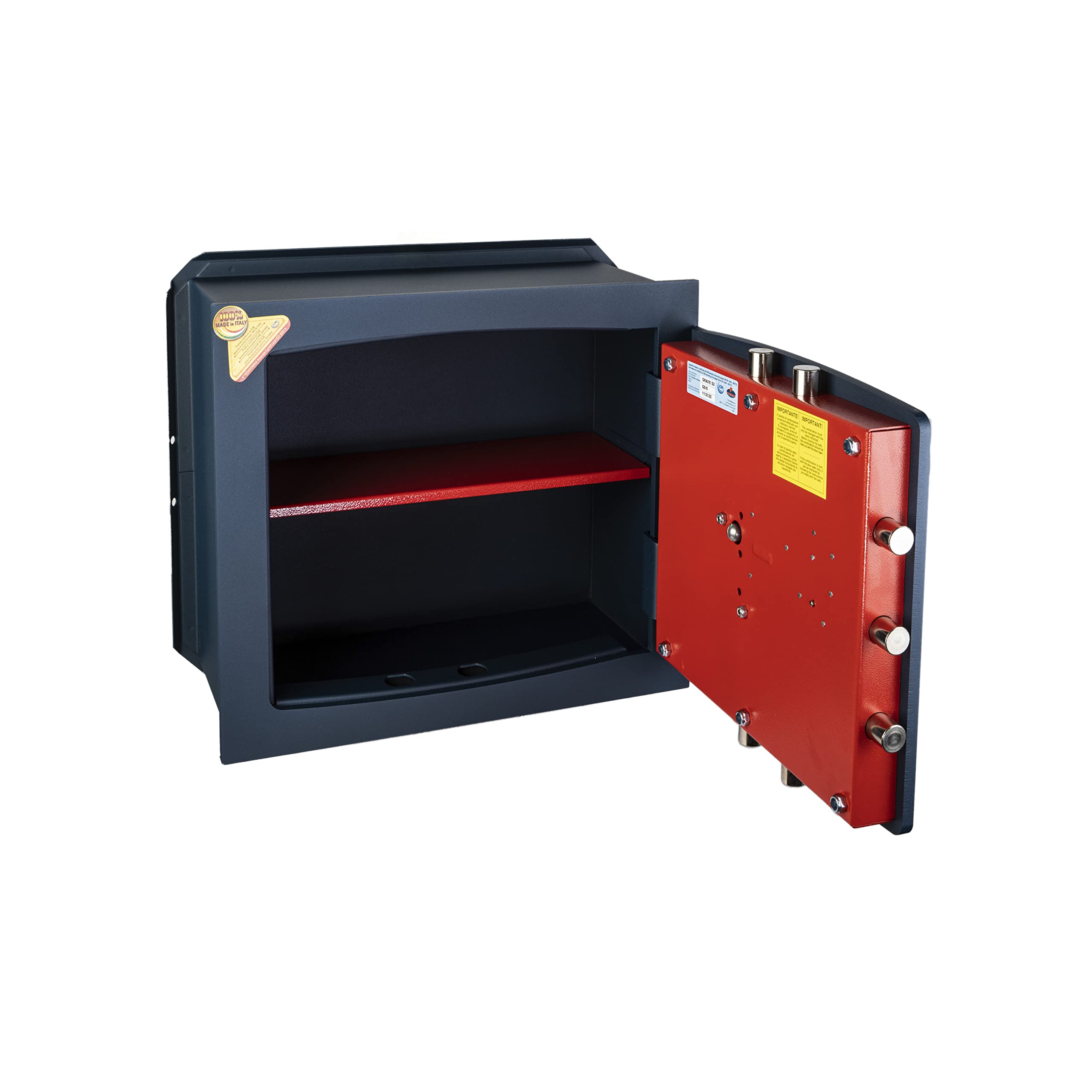 Technomax, Cassaforte a muro, Serie Gold Diplo modello GD/6L, Apertura con Chiave a doppia mappa + Combinatore a 3 Volantini, Dimensioni mm. 420 (H) x 480 (L) x 280 (P)