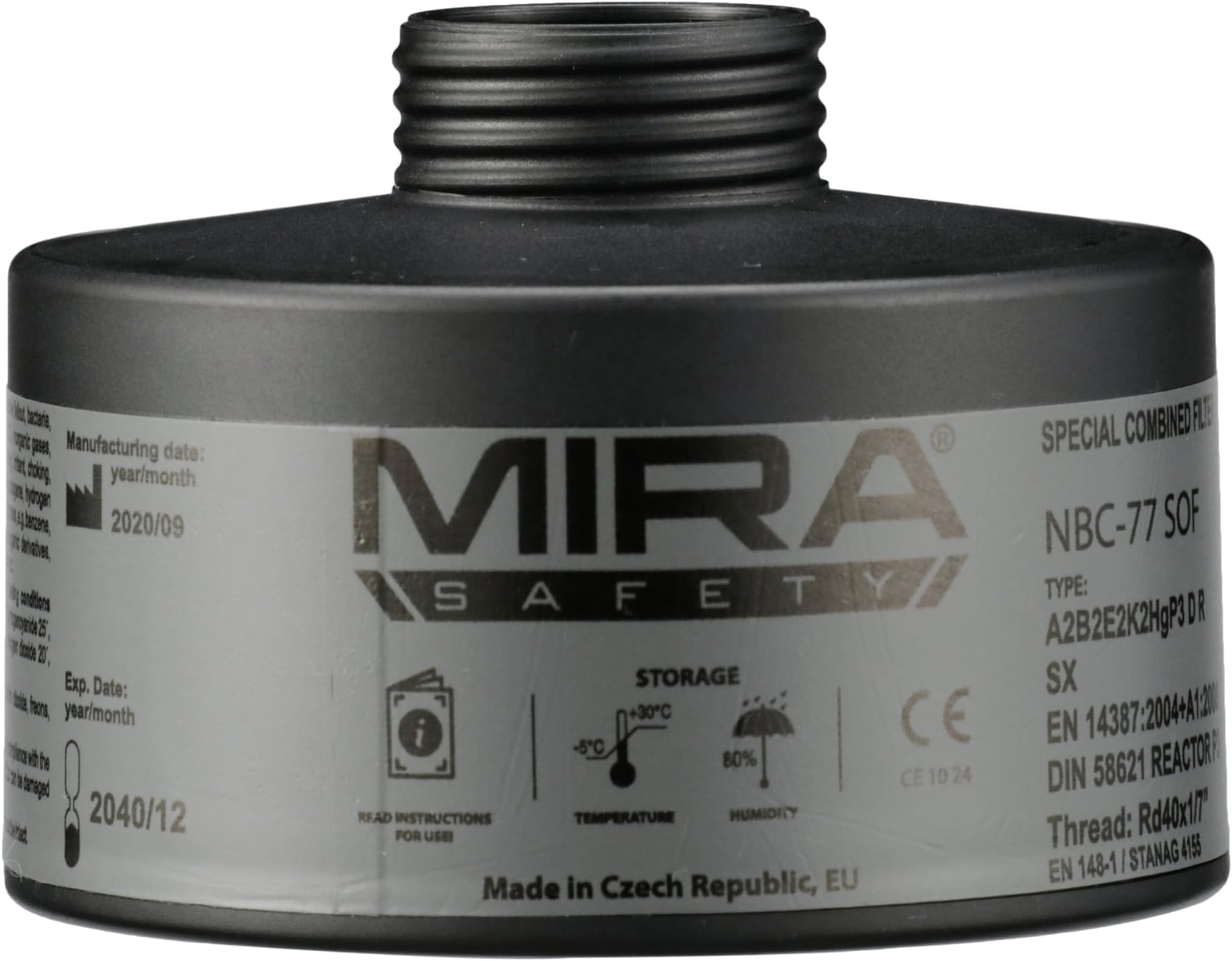 MIRA SAFETY M Certified CBRN filter 40 mm NATO with Longest shelf life. 20 years