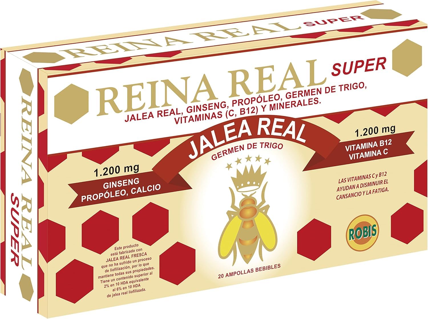 Pack 2 Unidades | Reina Real Super | Máxima Energía | 20 ampollas bebibles | Robis