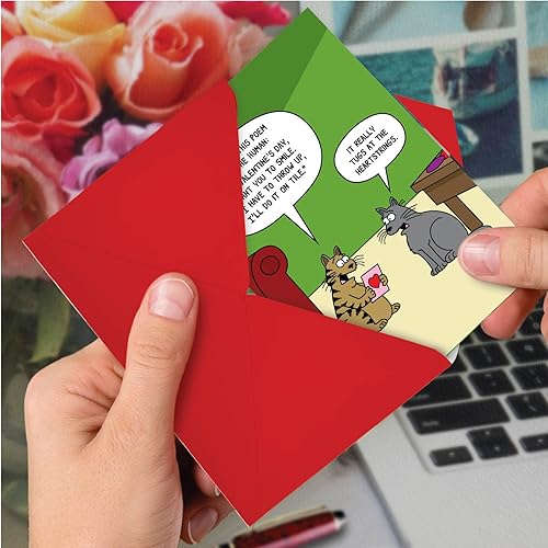 Miniatura 4 de NobleWorks - Paquete de 3 tarjetas de felicitación para el día de San Valentín con sobres, divertido gato de dibujos animados para hombres y mujeres