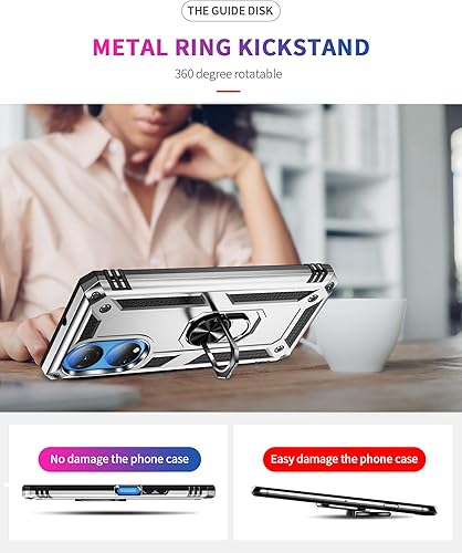 Miniatura 3 de Compatible con Honor X7, funda híbrida resistente con soporte giratorio y placa magnética para Honor X7