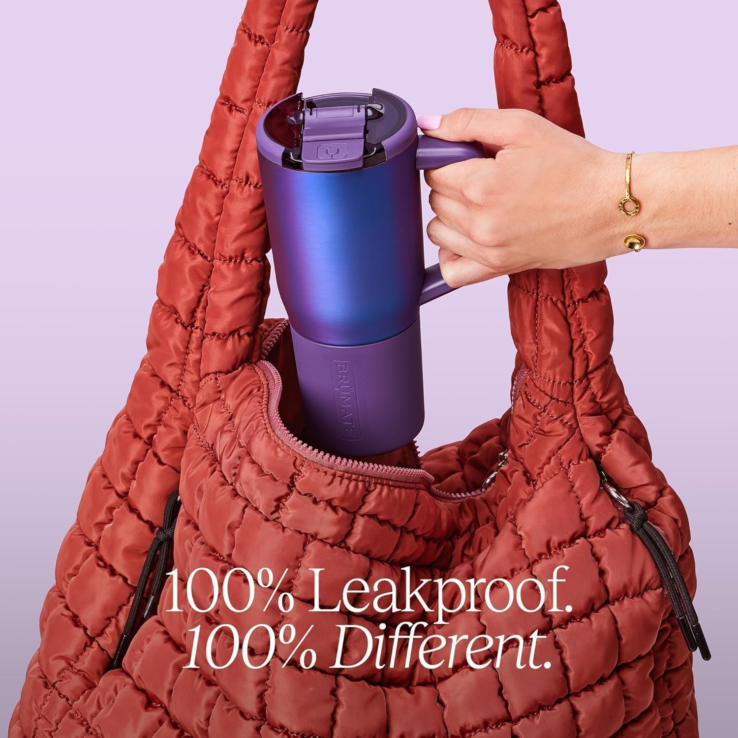 BrüMate Müv - 25oz 100% Leak Proof Insulated Coffee Mug with Handle & Lid - Stainless Steel Coffee Travel Mug - Double Walled Coffee Cup (Navy Polka Dots) - Image 5