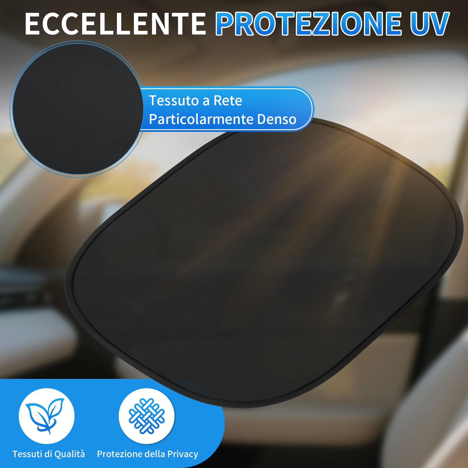 Kiiwah 2 Pezzi Tendine Parasole Auto Bambini, Protezione UV, Finestrini Laterali con 8 Ventose