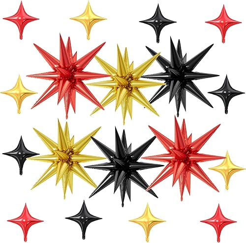 Miniatura 19 de 18 globos de estrella rojos, verdes y dorados, globos de aluminio de estrellas de Navidad con 6 globos de estrella en explosión de 22 pulgadas, 12