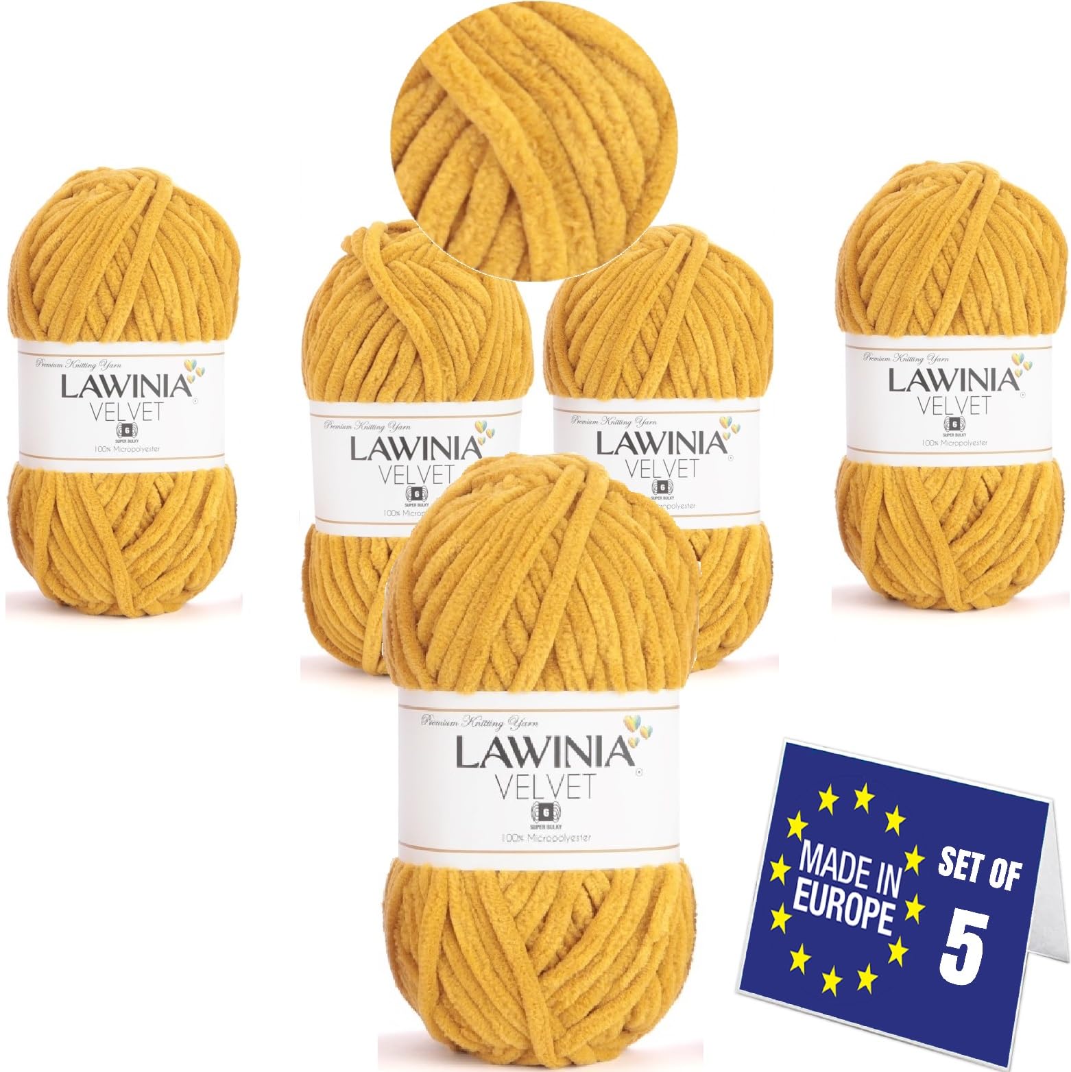 LAWINIA Premium Soft Chenille Yarn Chunky for Knitting Thick Velvet Yarn, Does NOT SHED, Plush Crochet Chunky Wool