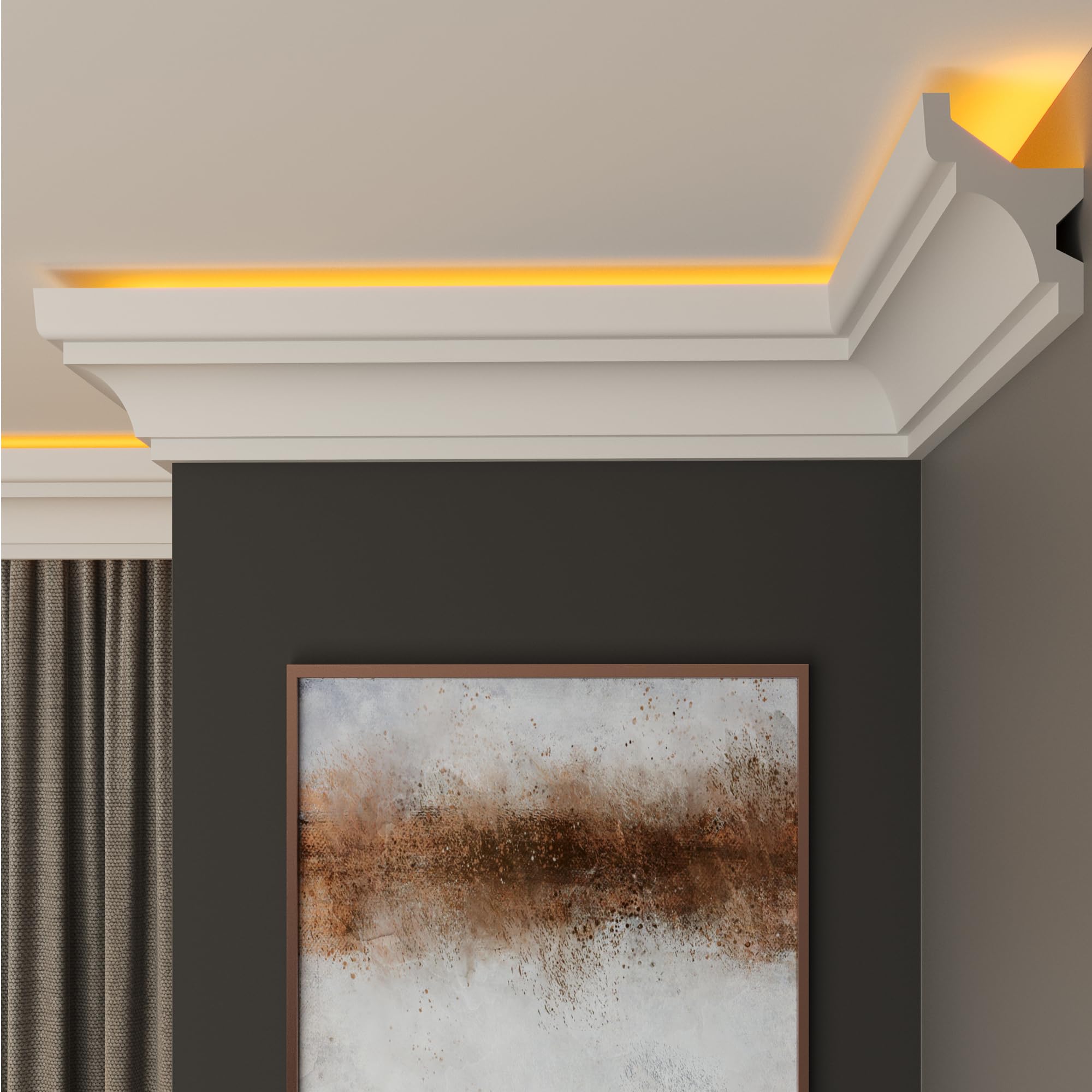 FAST DECOR Premium Led Coving Cornice, Coving for Ceilings, Led Coving for Ceilings, LED Compatible Cornice Trim, Xps Coving for Ceiling, Moulding for Ceiling Lightweight (Sample 20cm, CLU19)