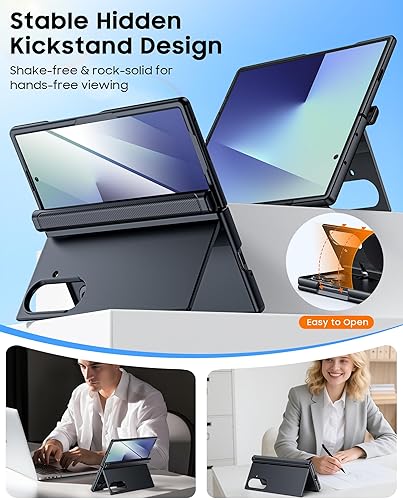Miniatura 4 de CENMASO - Funda magnética para Samsung Galaxy Z Fold 7 con soporte, compatible con Magsafe, protección de bisagra, protector de pantalla, soporte
