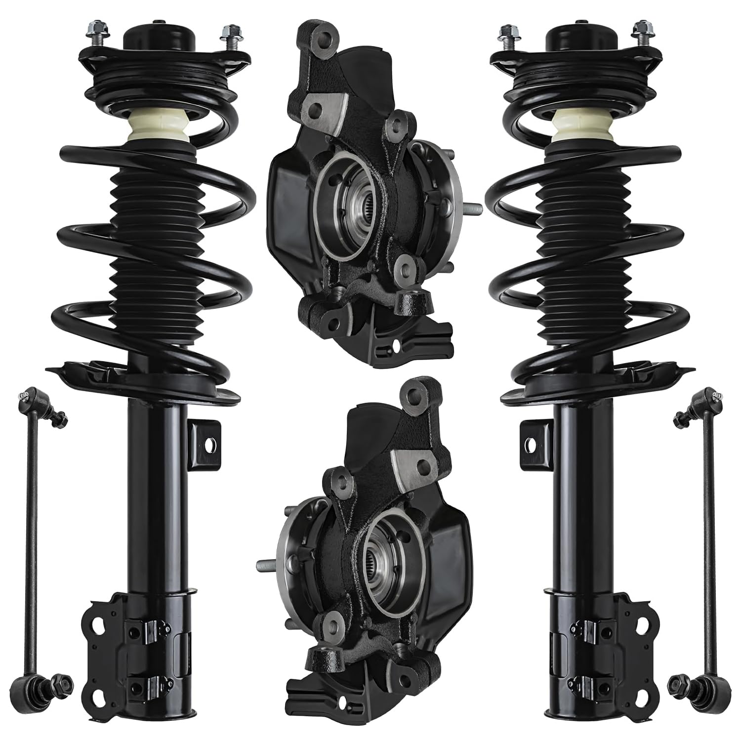 Detroit Axle - Front Steering Knuckles &amp; Wheel Hub Bearings Struts