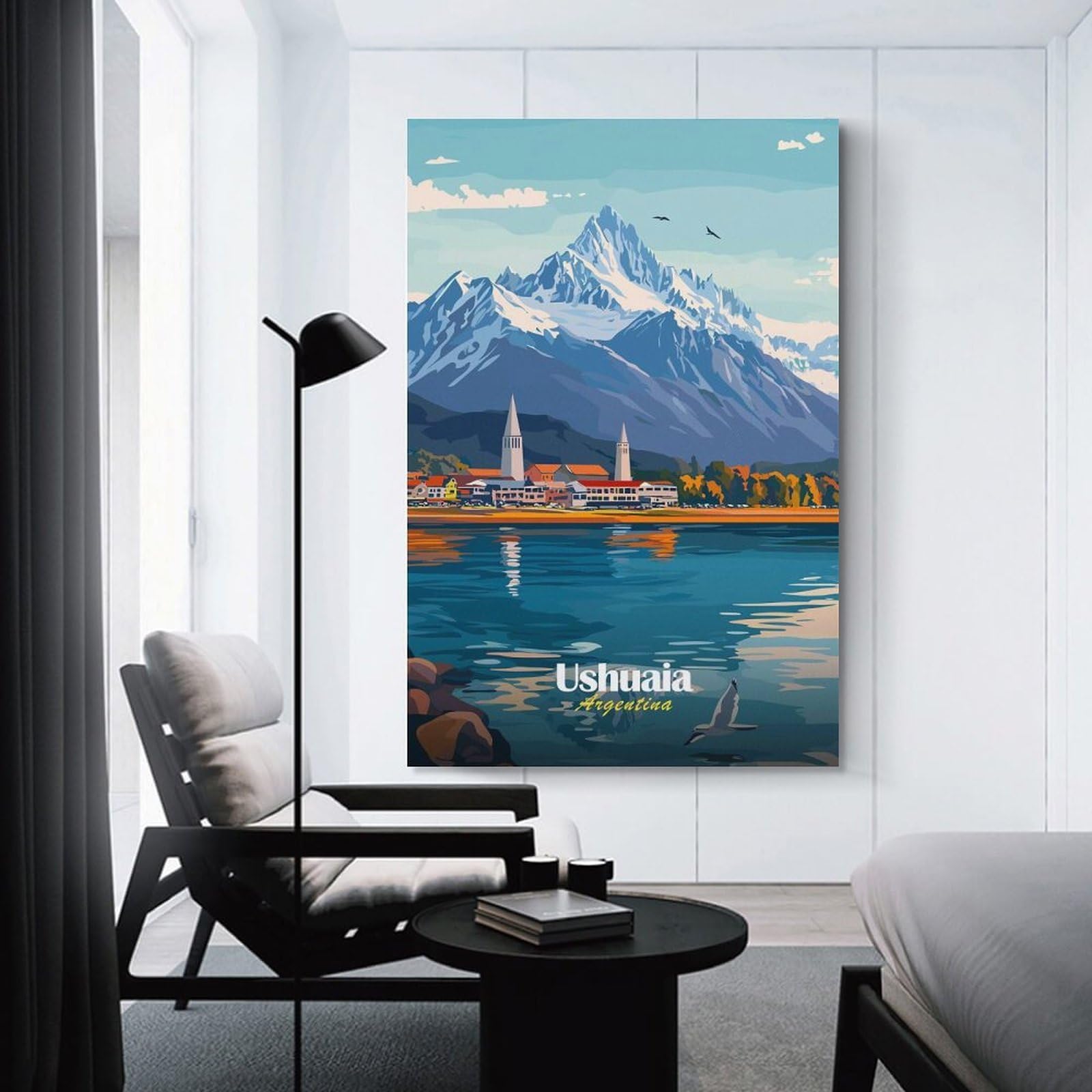 Junmoney Unframe-Style-23 Ushuaia, Argentina Landscape Wall Decor Canvas Print, 24X36inch(60X90cm), For New Home Styling, Lounge Or Bedroom, Stylish Wall Art For Fresh Spaces