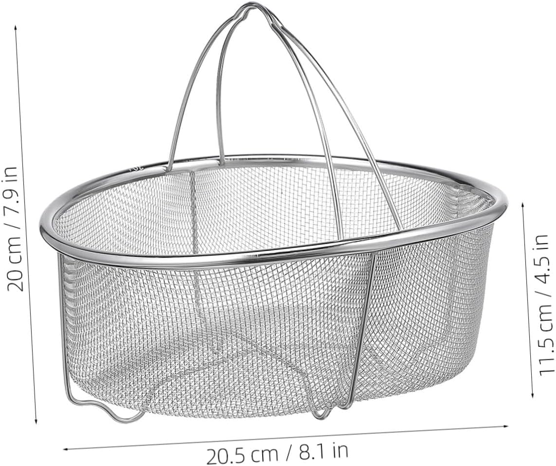 Hemoton Stainless Steel Drain Basket Handle Design Vegetable Basket Fine Mesh Fruits Washing for Rinsing Rice Straining Pasta Kitchen Food Strainer