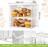 Vista 3 de Panera de doble capa para encimera de cocina, recipiente de pan transparente, almacenamiento de pan grande, cajas de pan para encimera de cocina