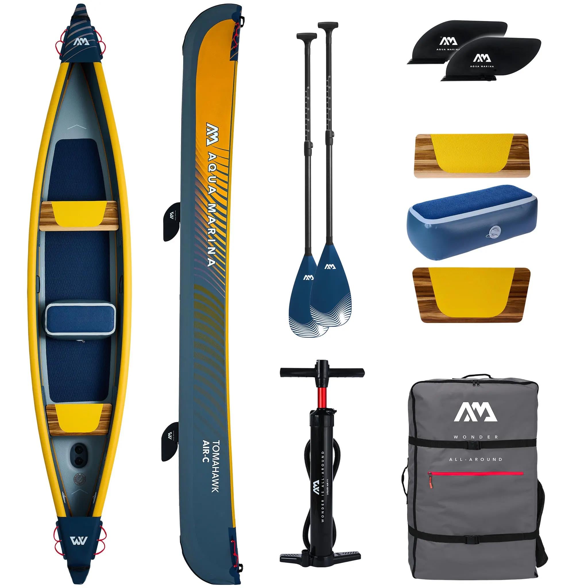 Aqua Marina kajak aufblasbar | Inflatable 3 Personen Kayak Tomahawk AIR-C 2024 | 478x88 cm | Technologie: Drop Stitch