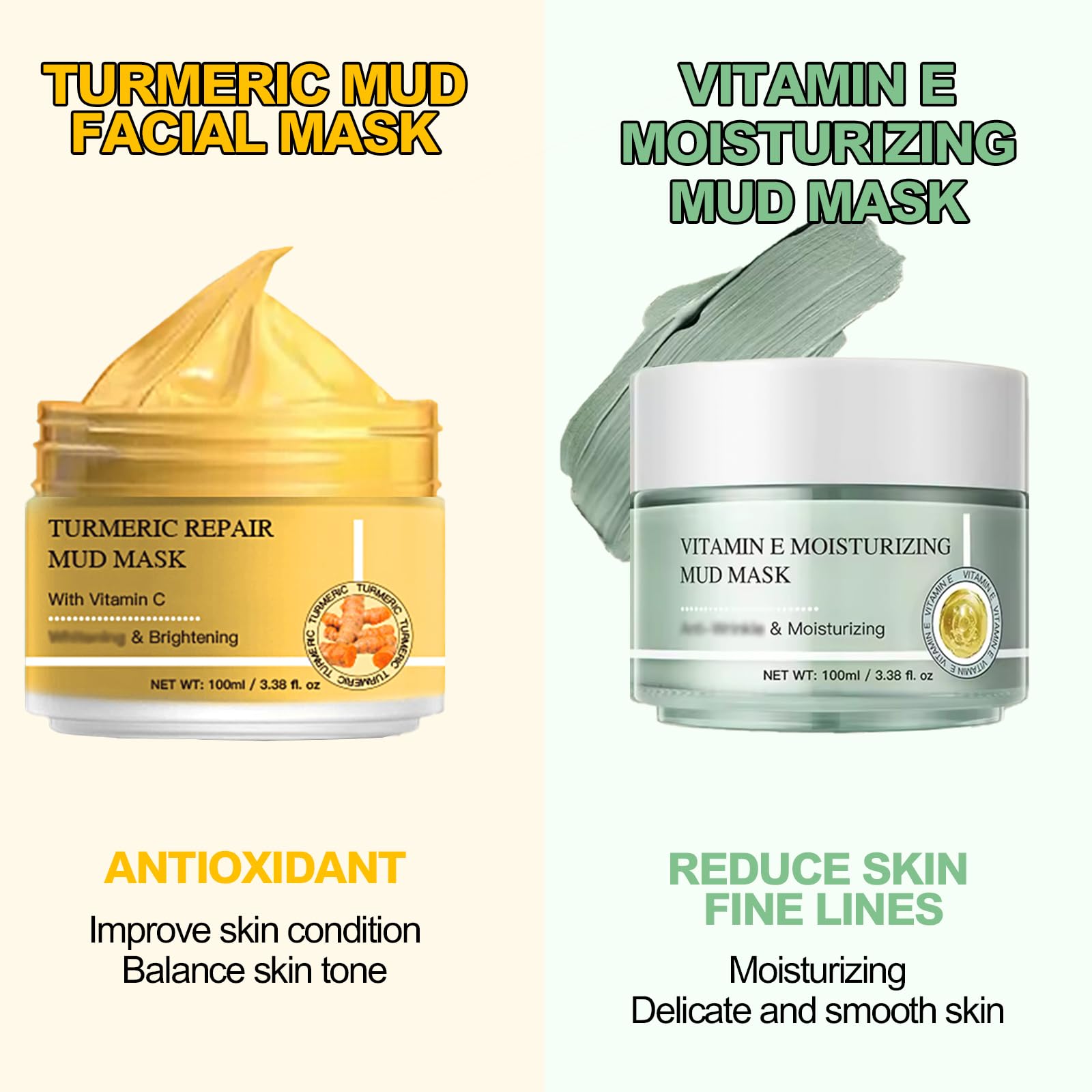 O'KADY Clay Facial Mask Set,Turmeric + Vitamin C Clay Mask for Deep Cleansing Refining Pores Control Oil and Shrink Pores - Image 4