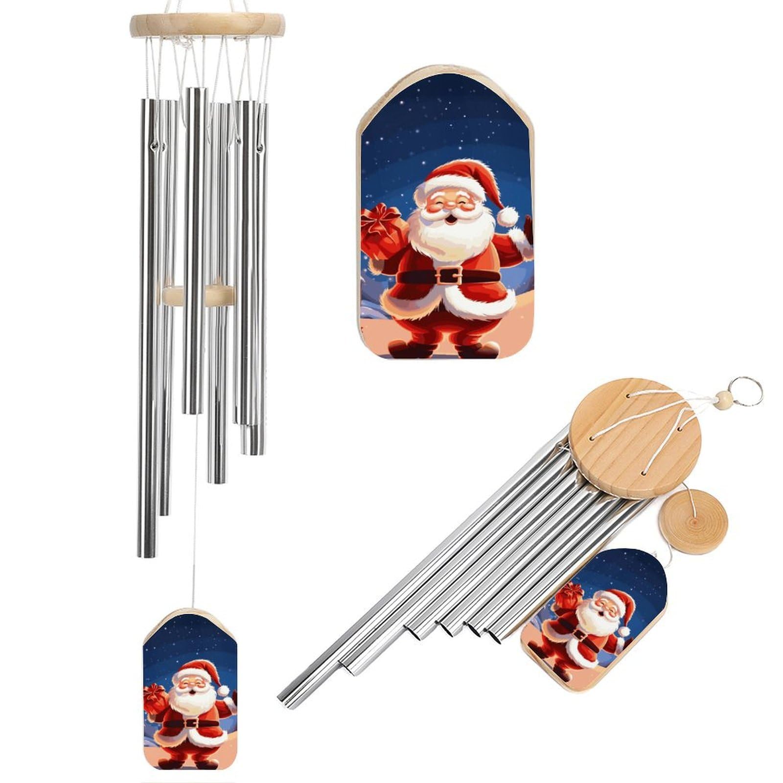 Carillon éolien en métal Père Noël extérieur pour sublimer votre balcon en hiver