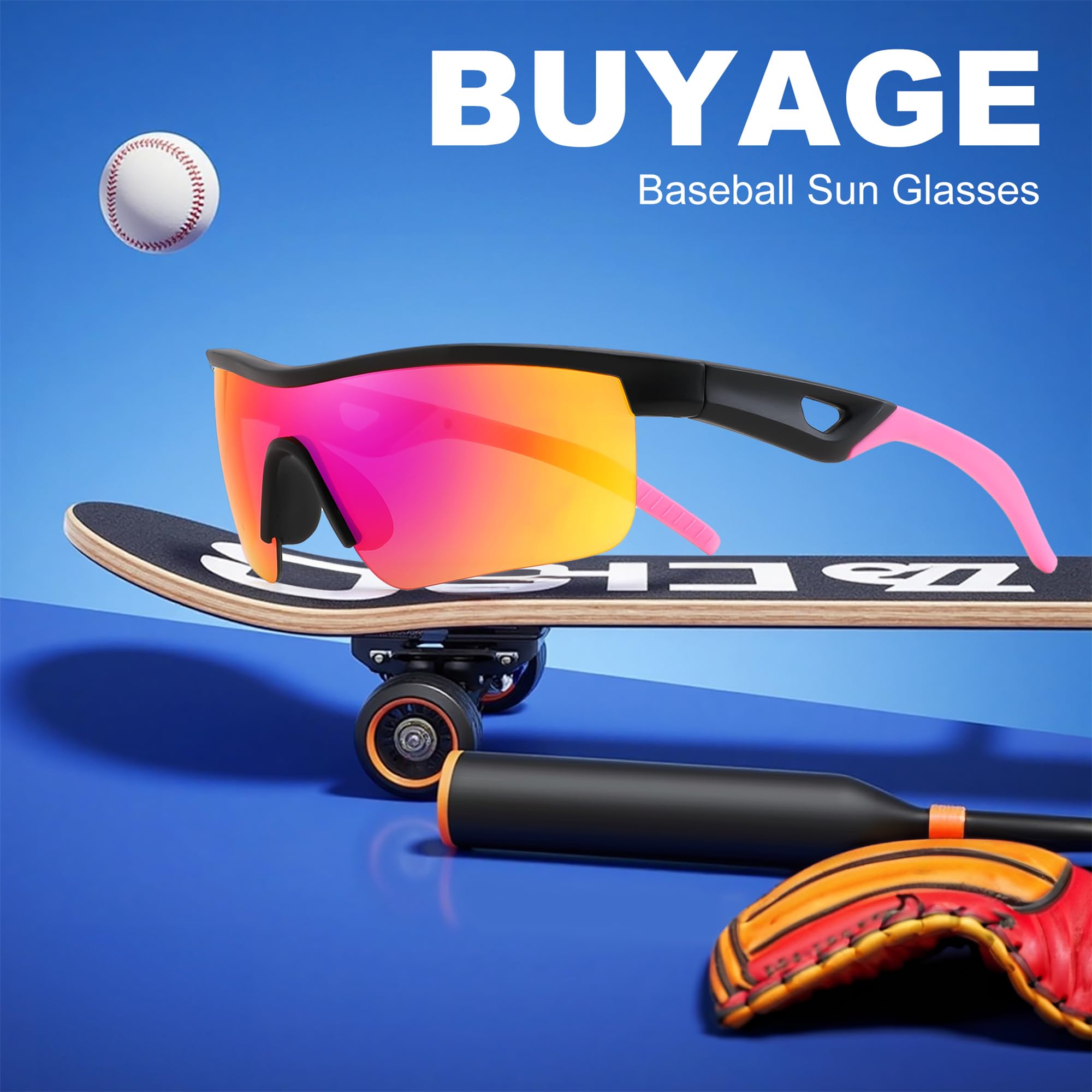 Paquete de 3 lentes de sol para niños, béisbol, sóftbol, ciclismo, protección UV400