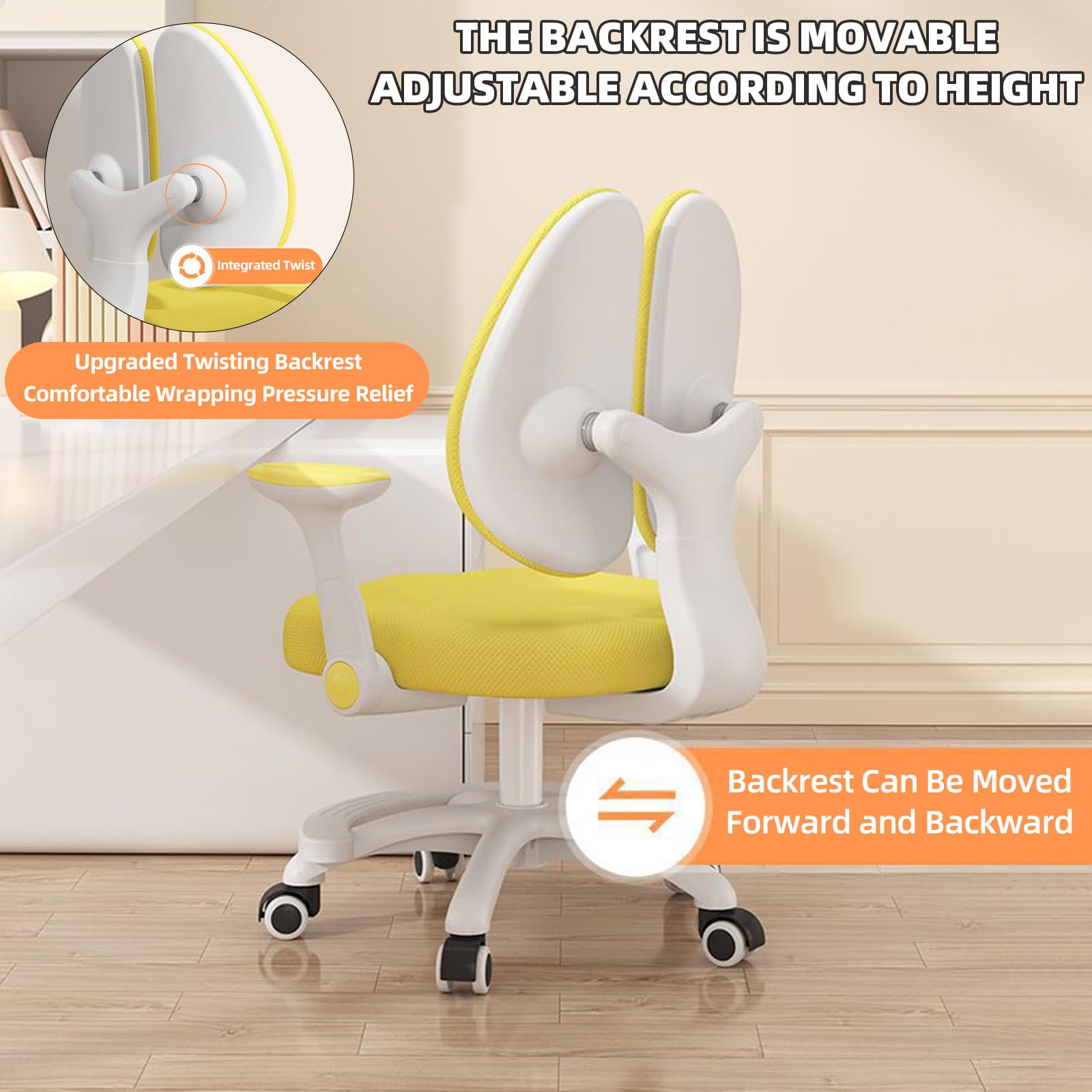 Sedia Da Scrivania Per Bambini Sedia Ergonomica Girevole, Poltrona Schienale Traspirante Forato