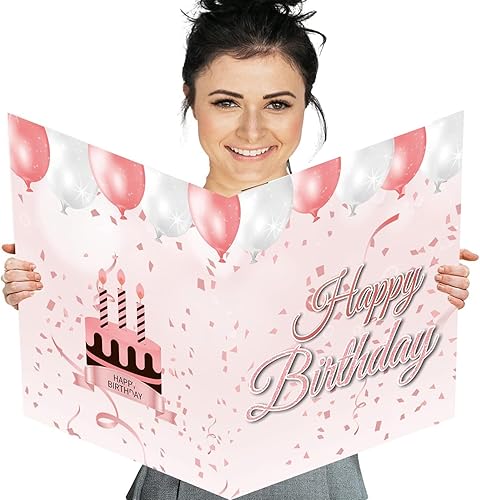 Tarjeta de cumpleaños jumbo con sobre, tarjeta de felicitación de fiesta de cumpleaños grande de 14 x 22 pulgadas, tarjetas de mensaje de libro de
