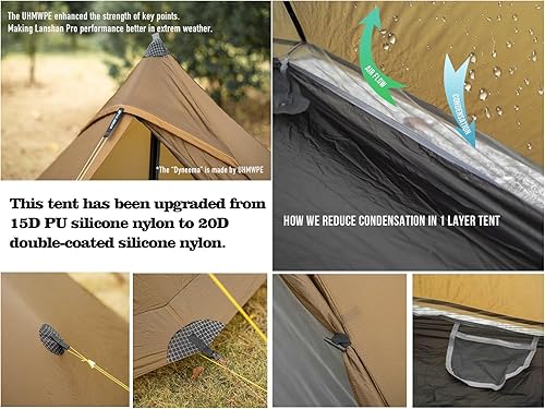 Miniatura 3 de 3F UL Gear Lanshan PRO Lanshan - Tienda de campaña ultraligera para 3 estaciones para 1 persona, tienda de campaña profesional impermeable para