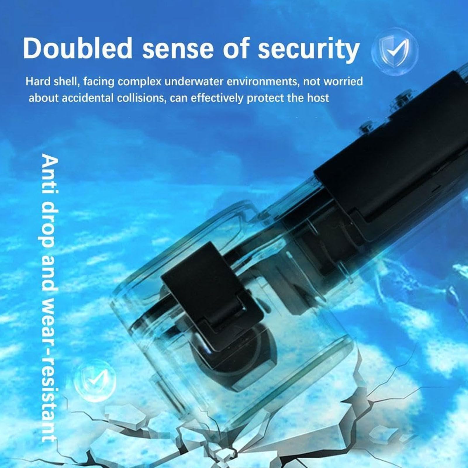 Funda Impermeable,Lente de Cristal Templado Plano Funda Impermeable para Cámara de Acción,Funda Impermeable para Cámara de Acción con Botón,para Buceo Natación