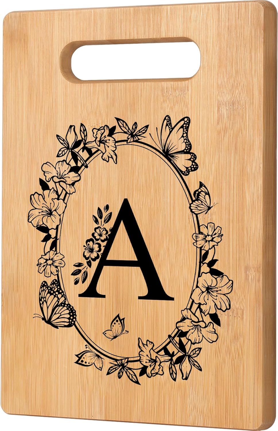 Crycarrot Personalized Bamboo Cutting Board with Initial 'A' - Monogrammed Gift for Women, Birthdays, Christmas, Weddings, Anniversaries