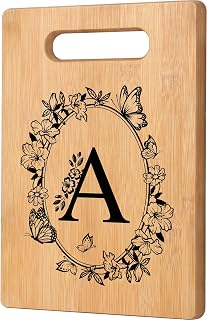 Crycarrot Personalized Bamboo Cutting Board with Initial 'A' - Monogrammed Gift for Women, Birthdays, Christmas, Weddings, Anniversaries
