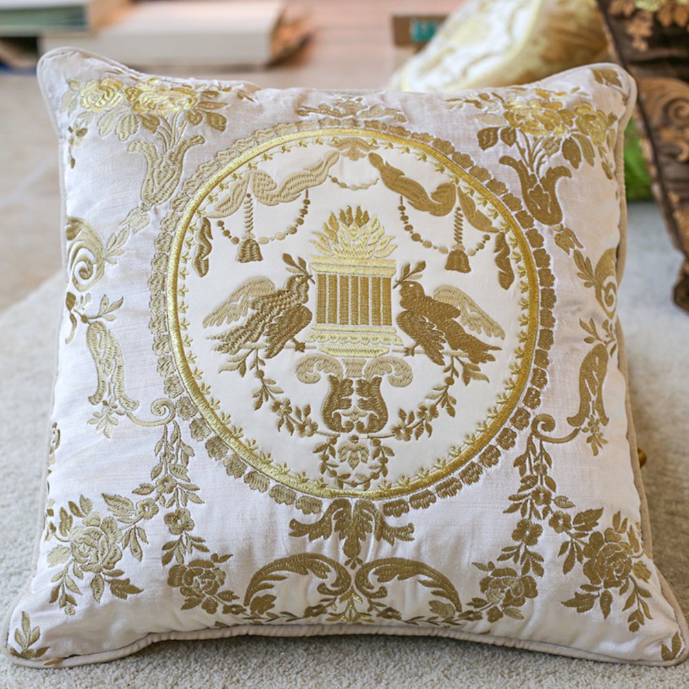 Oreiller de style chinois velours 60x60 coussin lombaire paysage